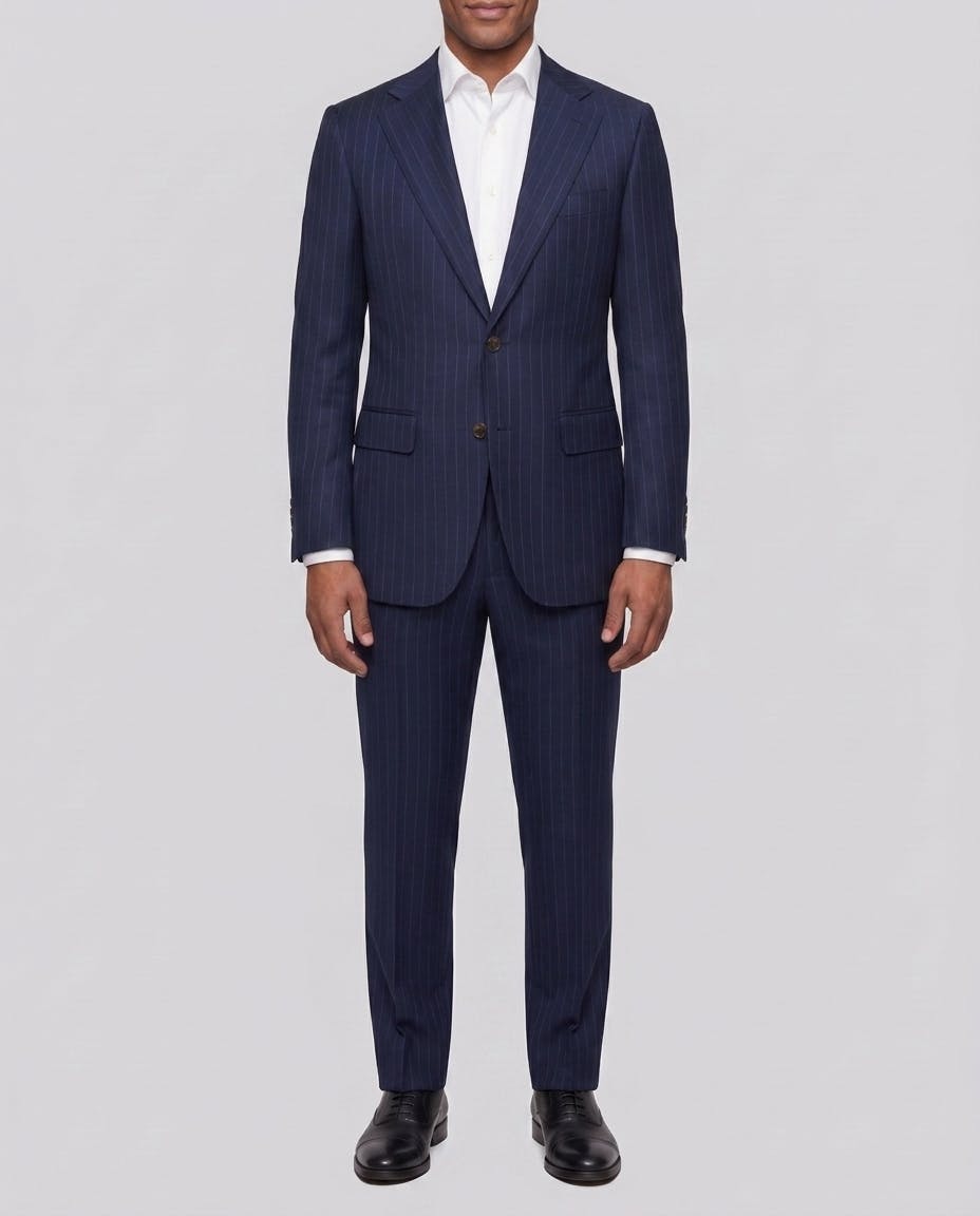 The Toland Navy Blue Pinstripe Wool Jacket — photo 2