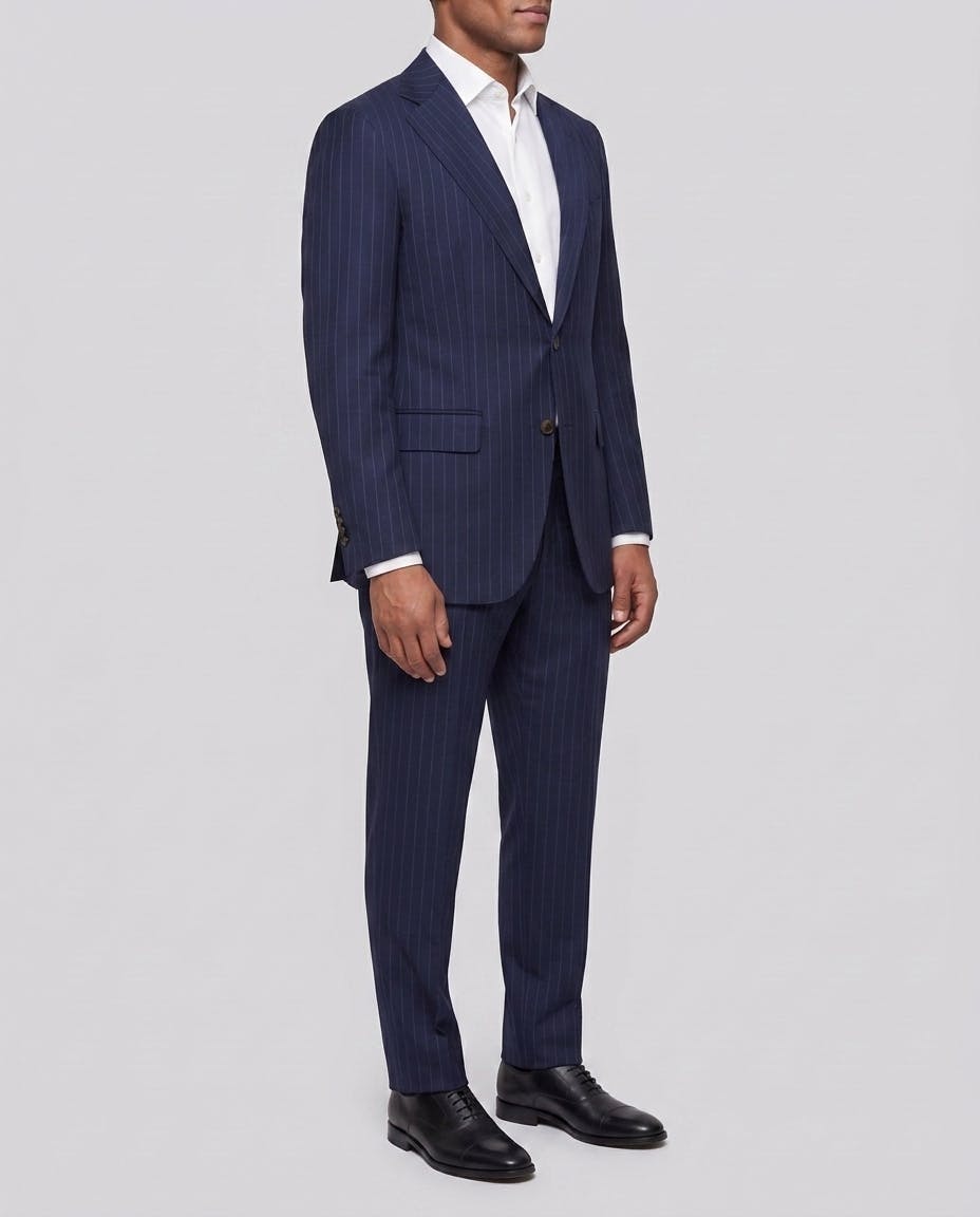 The Toland Navy Blue Pinstripe Wool Jacket — photo 3