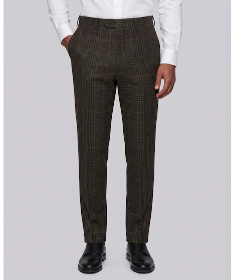 Francesco Drago Brown Check Wool Trouser — photo 1