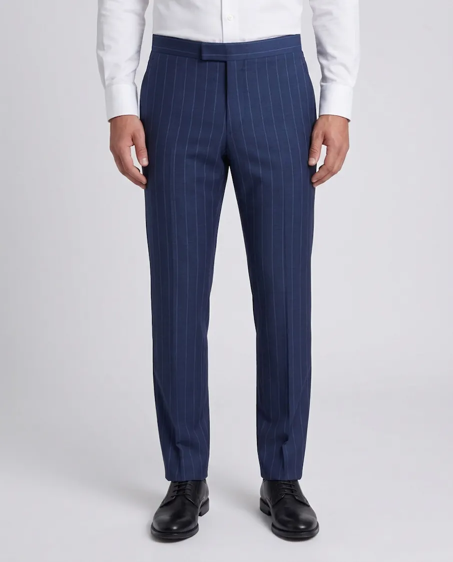 Rigside Blue Chalkstripe Wool Pants