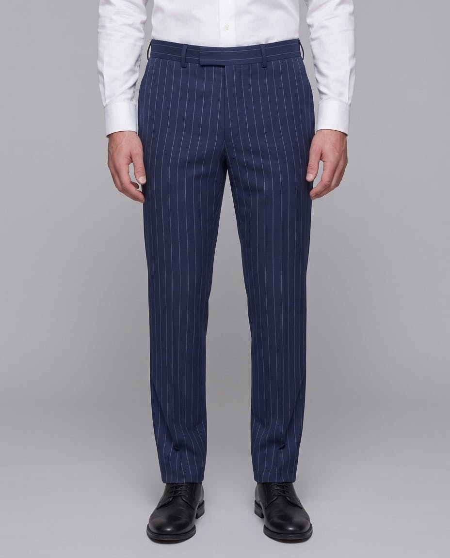 The Testa Navy Wool Pinstripe Suiit Pant — photo 1