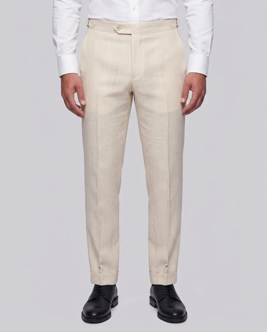 The Venuto Cream Silk-Linen Pants