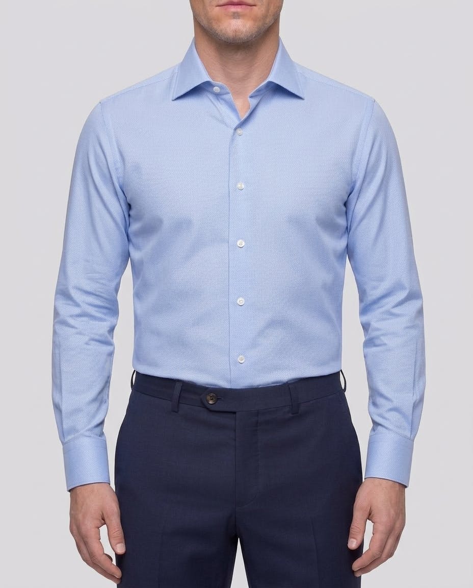 the-aristotle-blue-textured-cotton-shirt
