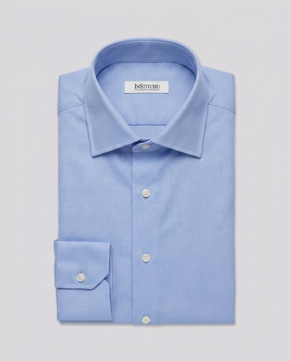 the-aristotle-blue-textured-cotton-shirt