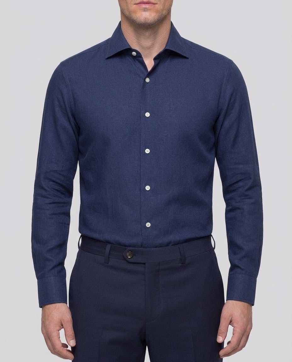 the-bonaparte-navy-cotton-linen-blend-shirt