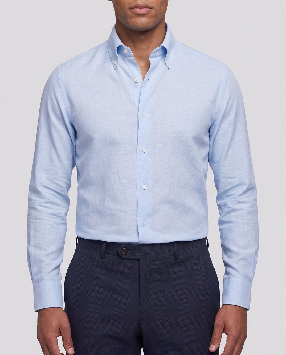 the-fitzgerald-blue-cotton-linen-blend-shirt