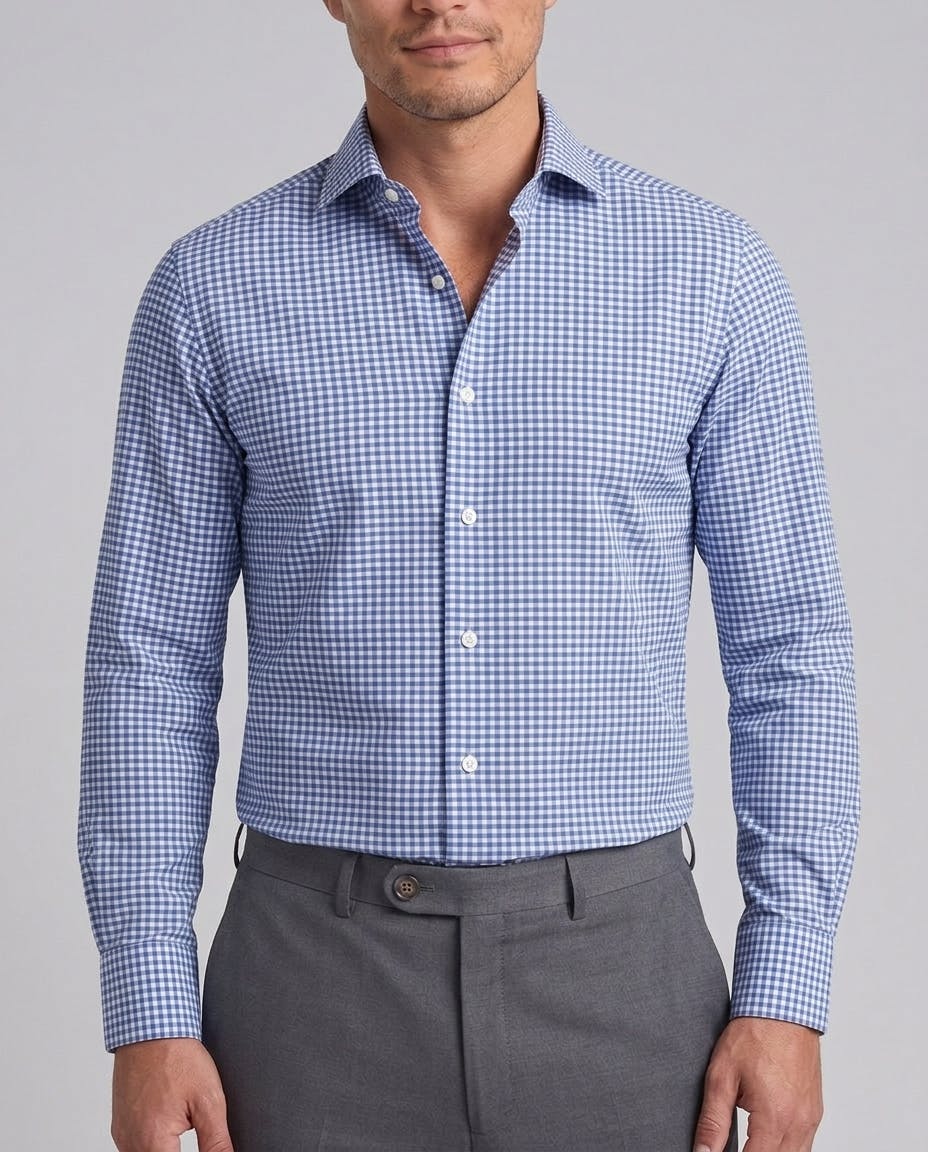 the-orwell-blue-gingham-check-non-iron-cotton-shirt
