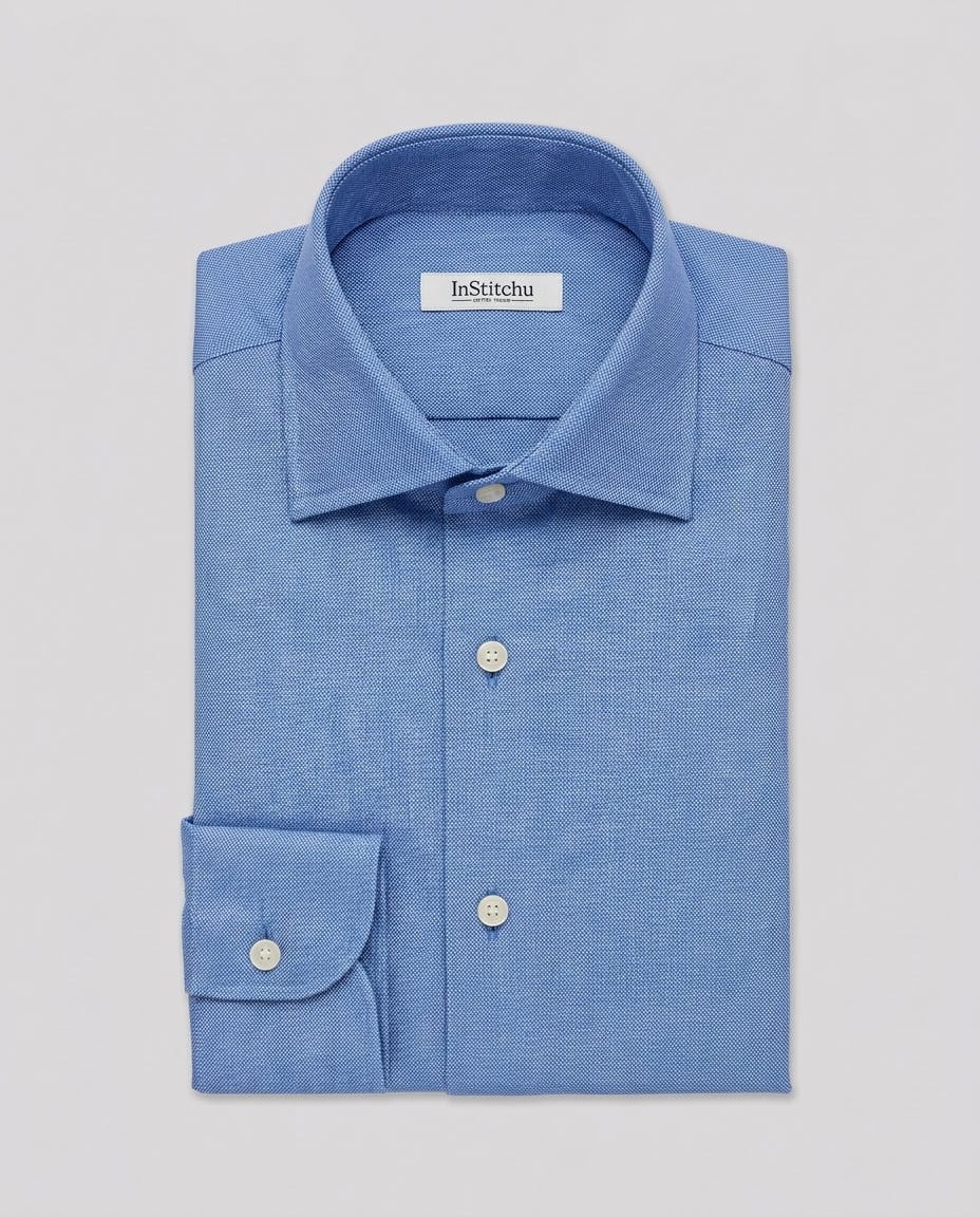 the-stevenson-blue-textured-cotton-shirt