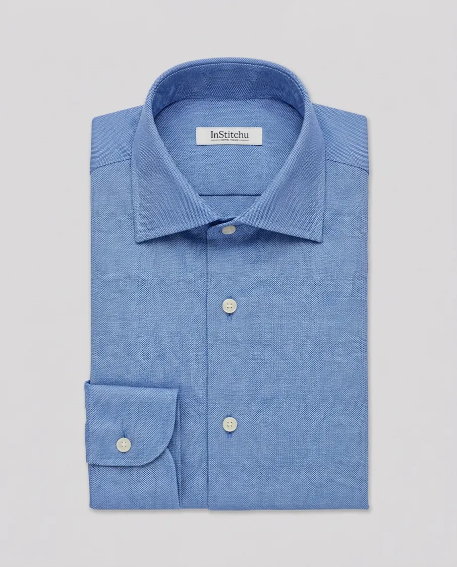 the-stevenson-blue-textured-cotton-shirt