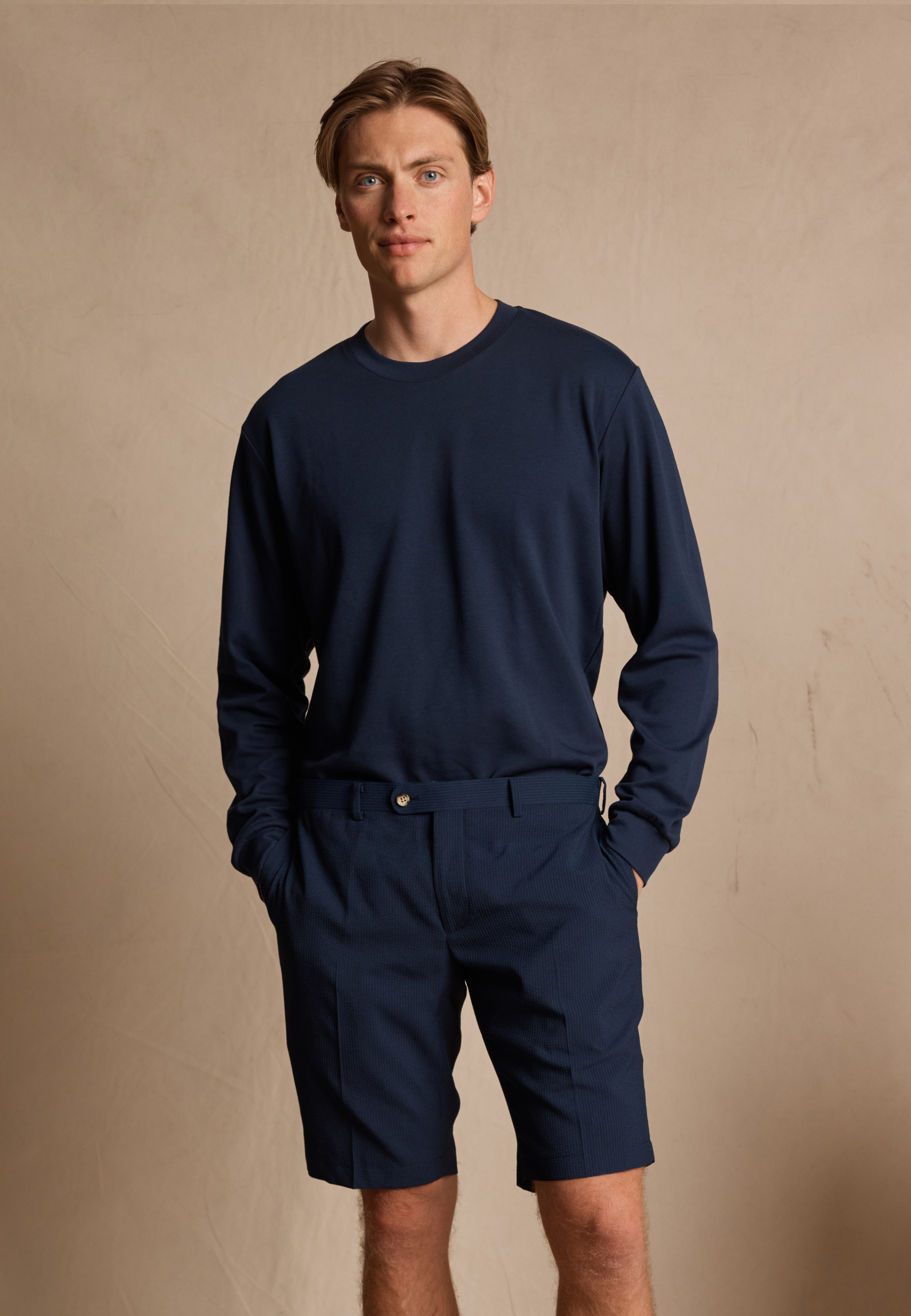 InStitchu Collection Amsterdam Navy Seesucker Shorts