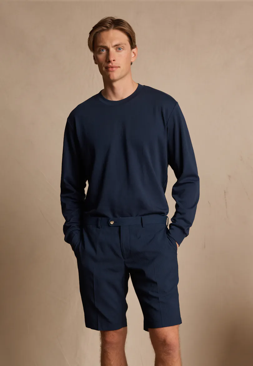 InStitchu Collection Amsterdam Navy Seesucker Shorts