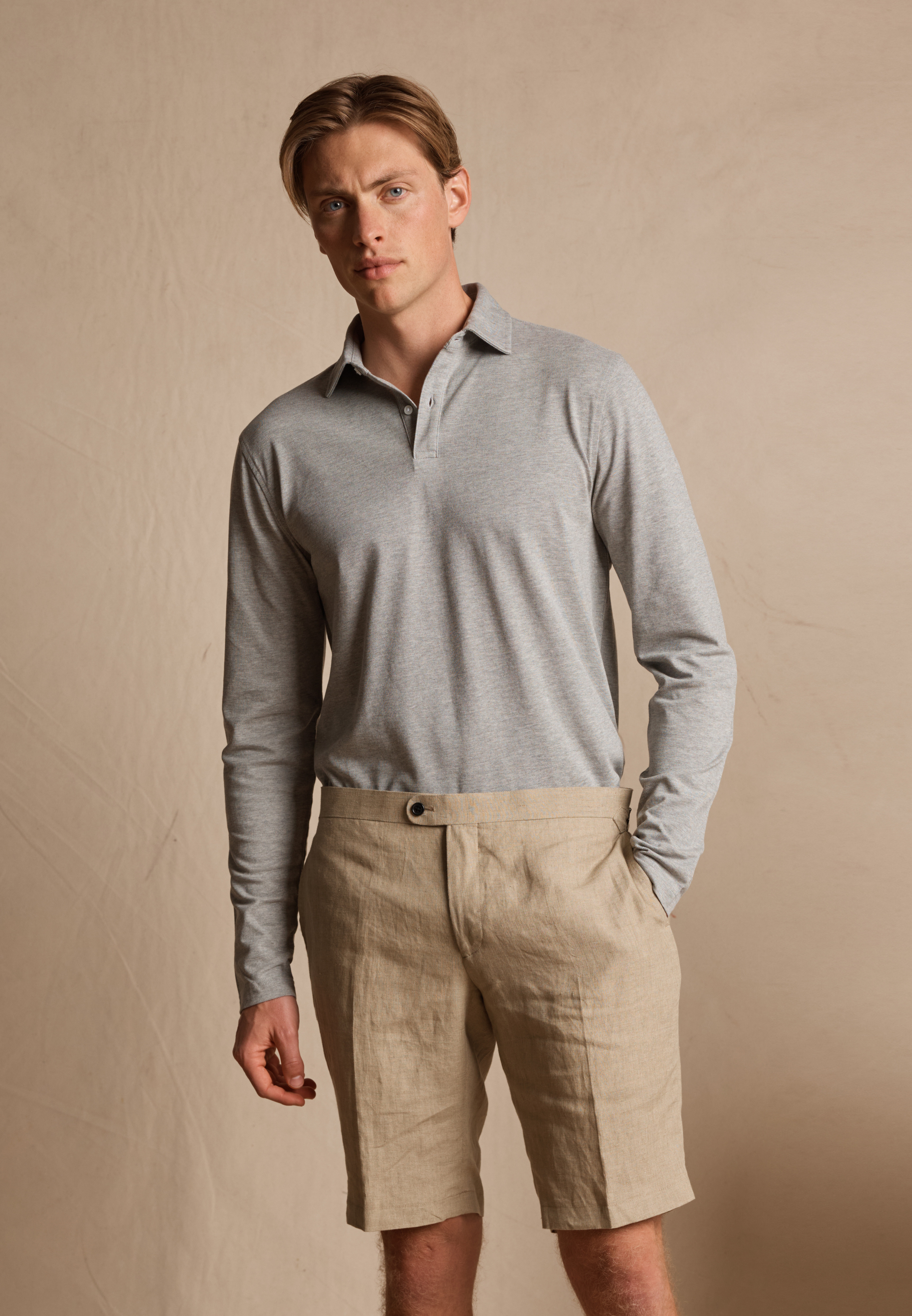 InStitchu Collection Cairo Beige Linen Shorts