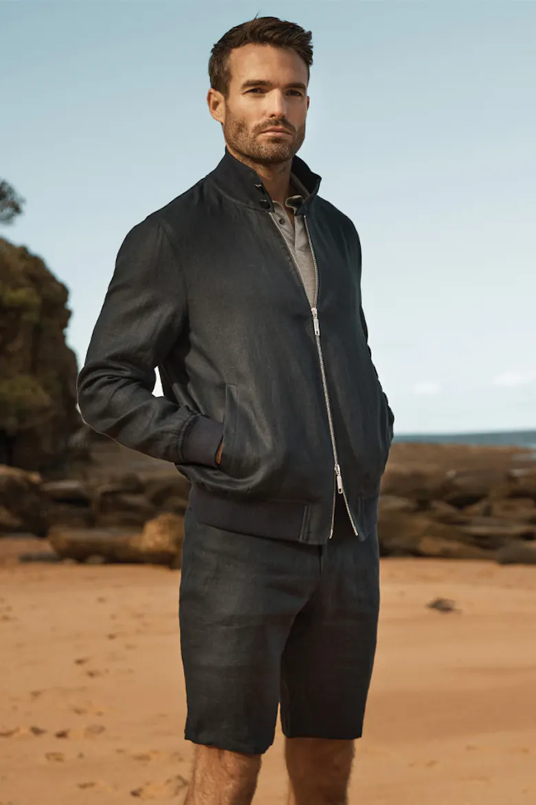 Fernando Navy Linen Bomber