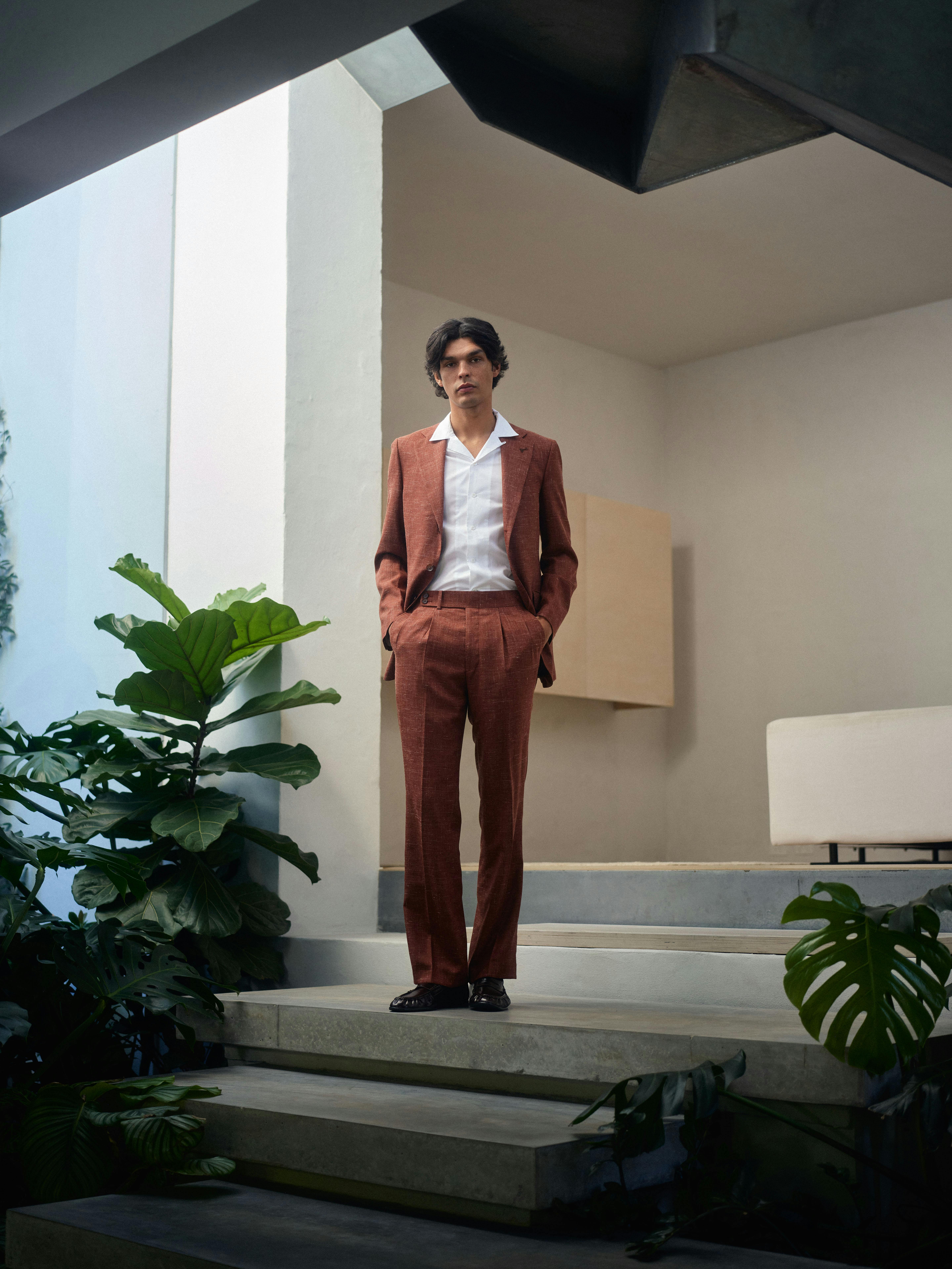 The Cortis Linen Blend Suit on the move