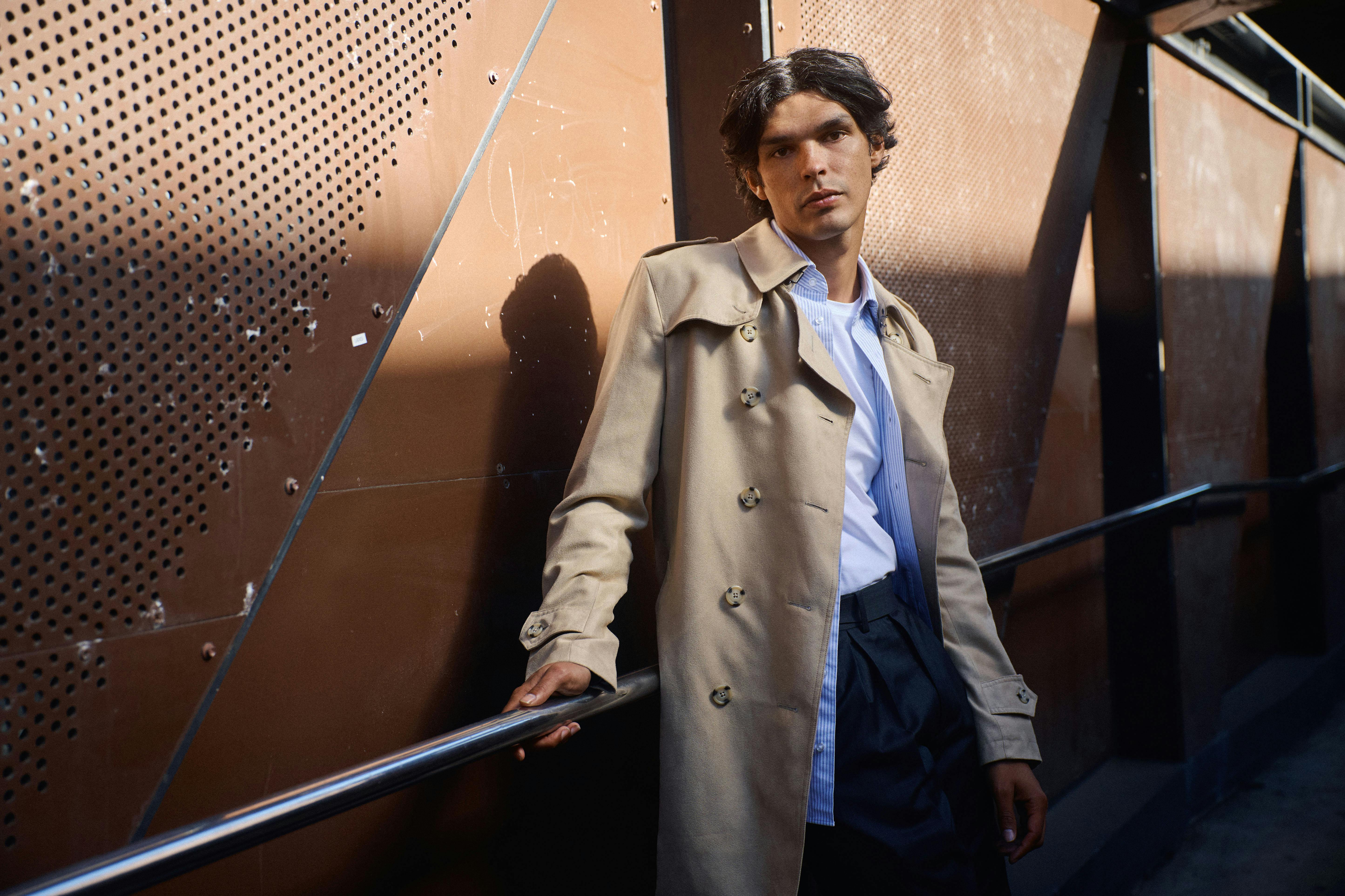 The Song Suede Trench Coat worn through the city