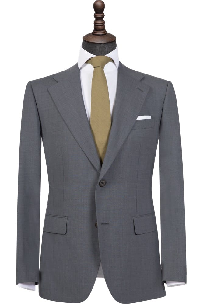 Grey Cool Wool Single-Breasted Blazer