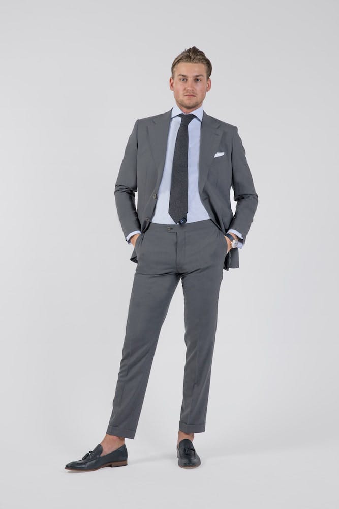 Grey Cool Wool Single-Breasted Blazer