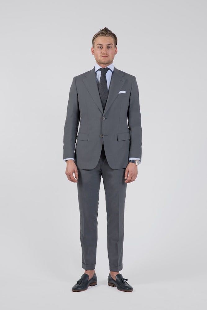 Grey Cool Wool Single-Breasted Blazer