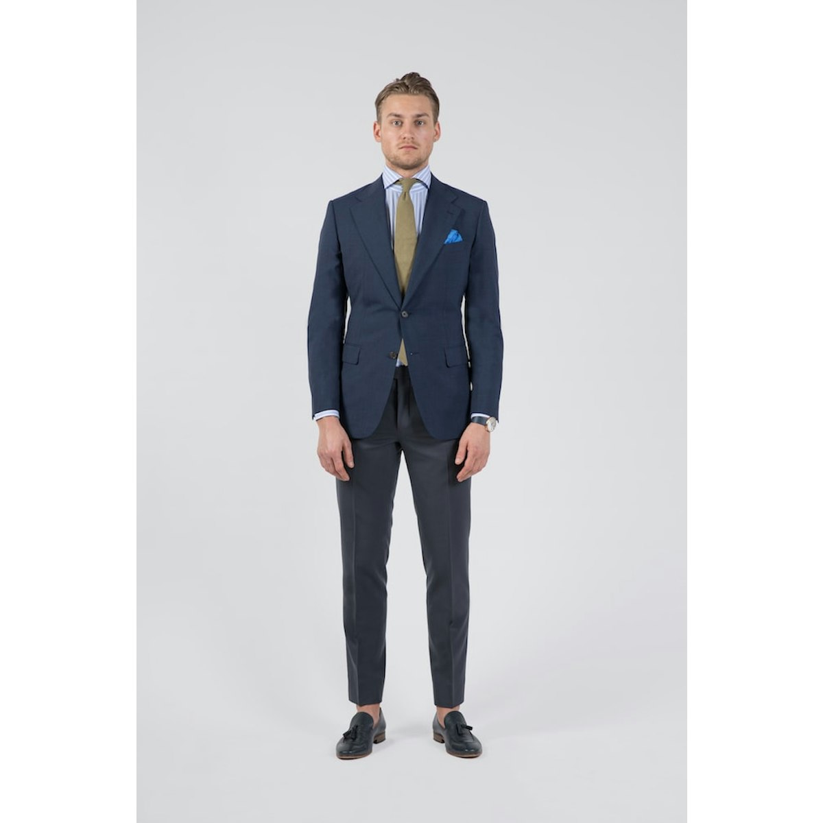 Space Cadet Blue Cool Wool Single-Breasted Blazer