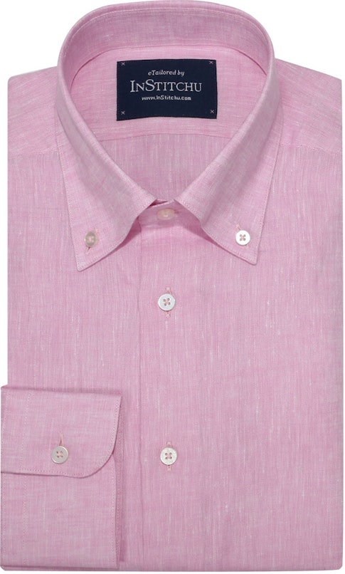 InStitchu Collection Pink Linen Button Down Shirt