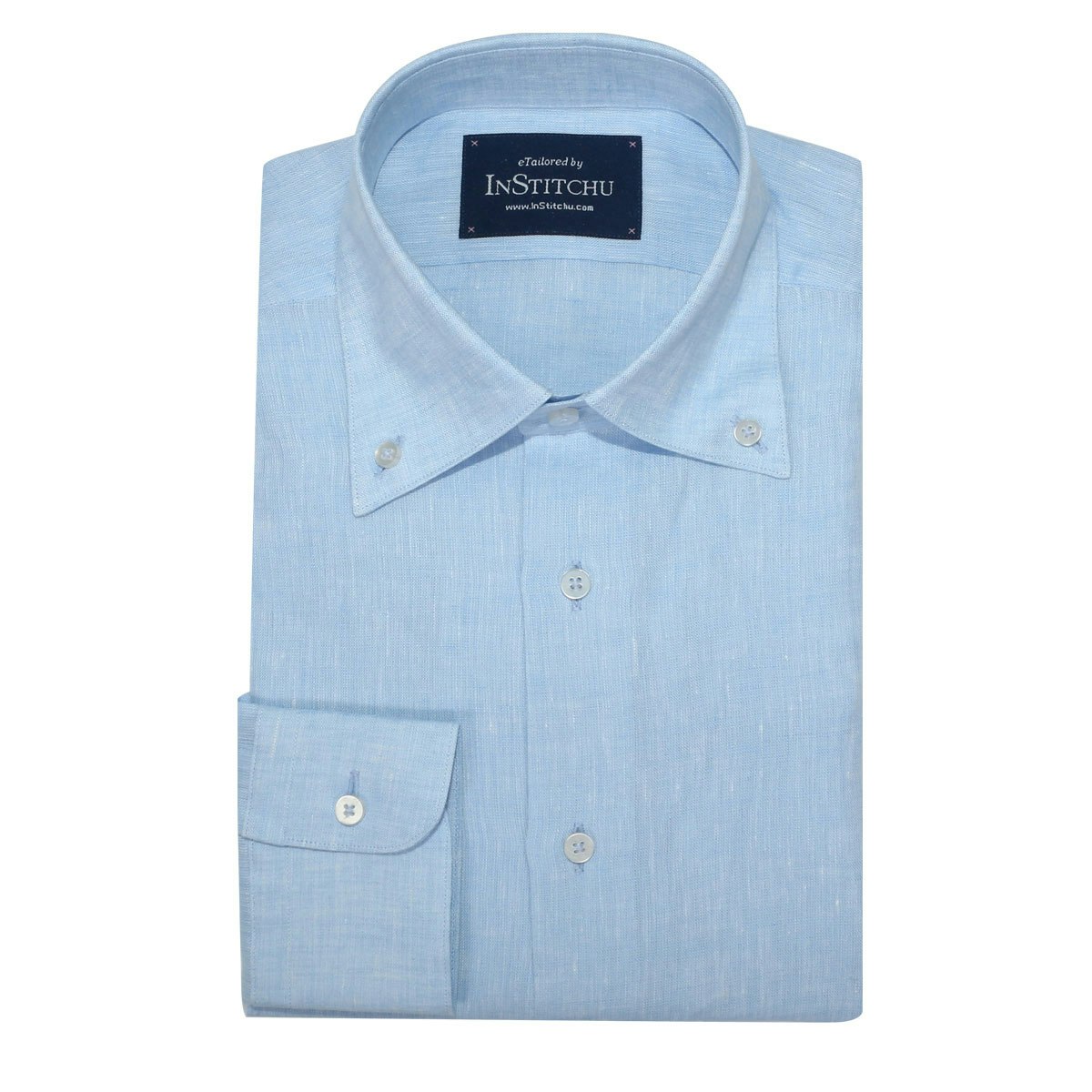 InStitchu Collection Sky Blue Linen Button Down Shirt