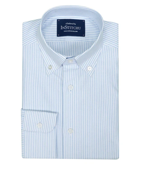InStitchu Collection Oxford Blue Cotton Striped