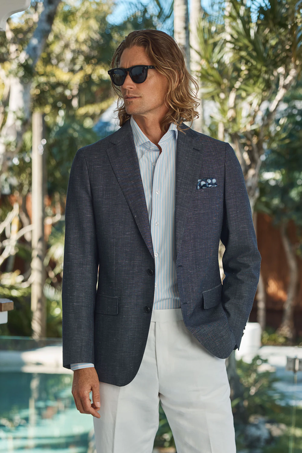 The Hirado striped cotton blend shirt under the Geraldtown jacket